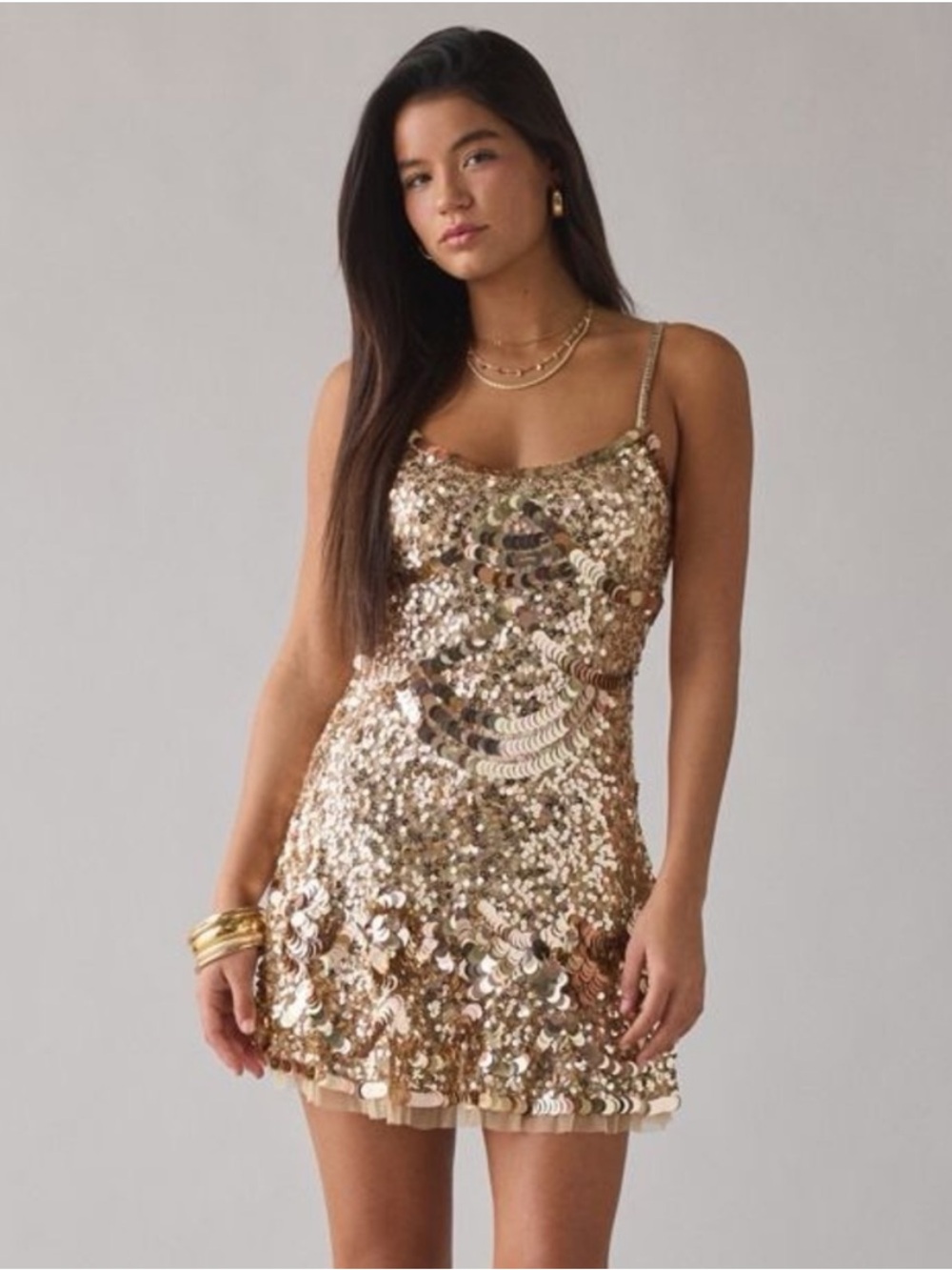 LoveShackFancy Liria Sequin Mini Dress in Honey Shimmer size 6 - Picture 12 of 12